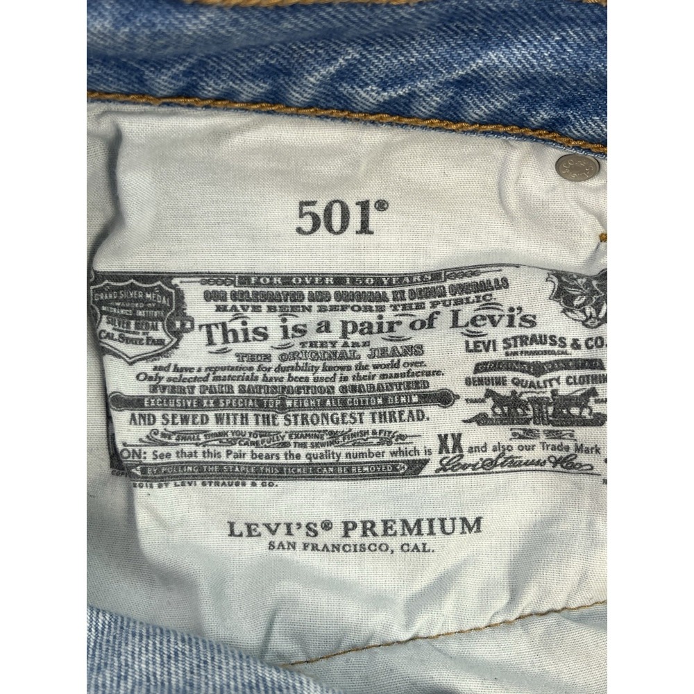 Levi's 501 93 Men Jeans 28x32 Light Blue Denim Big E Distressed Button Fly - Picture 9 of 10